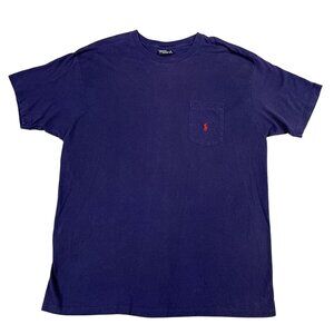 VTG Polo by Ralph Lauren Mens Blue Front Pocket T-Shirt Sz Large Made in USA